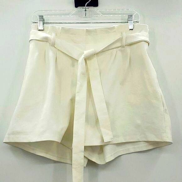 Windsor Womens Bow Tie High Wast Paper Bag Shorts Ivory Size XL - Picture 3 of 12